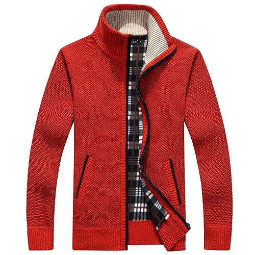 Ownwfeat Men's Sweater Wool Sweater Zipper Knitted Thick Casual Knitwear Cardigan Sweater with Pockets4