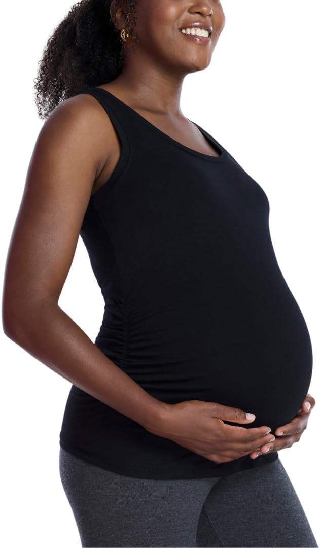 Motherhood Maternity Women's Side Ruched Scoop Neck Pregnancy Tank Top