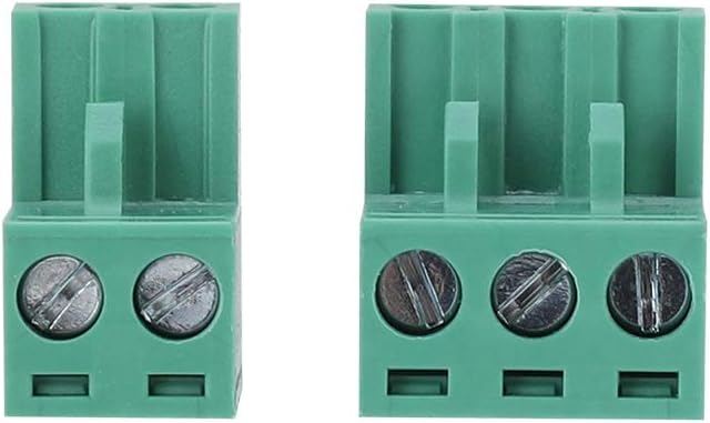 Close-up of green terminal blocks for wiring
