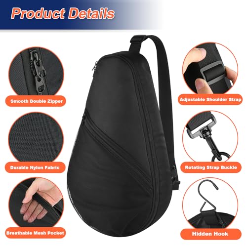 Image of Cosmos Padel Racket Bag Pickleball Paddle Sling Backpack Padel Racquet Storage Bag, Padel (Paddel Tennis) Equipment Carrying Bag with Mesh Pocket for 2 Paddles Ball Water Bottle & Accessory