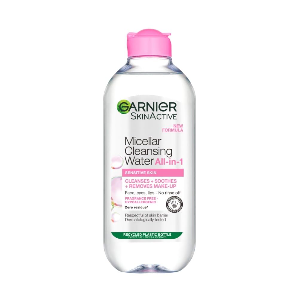 GarnierMicellar Cleansing Water, Gentle face Cleanser & Makeup Remover, Fragrance-Free, Vegan Formula, Suitable For All Skin Types, Even Sensitive, Skin Active, 400ml