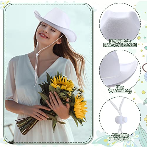 Coume 12 Pcs Adult Cowboy Hat For Women And Men Western Cowgirl Hats With Adjustable Drawstring And Cowboy Party Paisley Bandana(White), One Size #TOP5