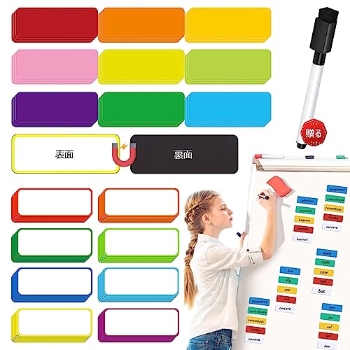 Amazon | マグネットシート 磁石ネームプレート 54/72枚 冷蔵庫