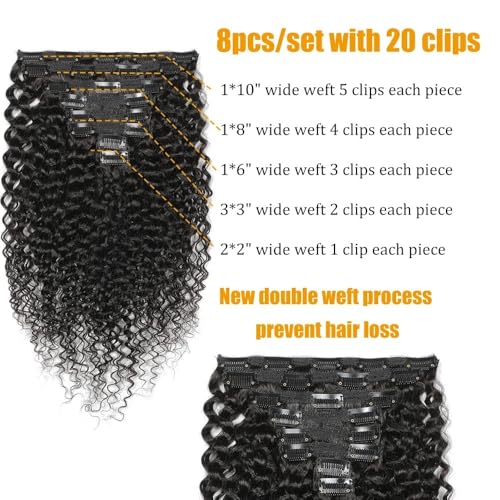 Extensiones de cabello rizado con clip de calidad premium, 100% pelo humano natural Remy 3