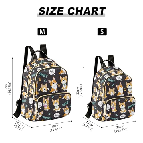 Image of Cute Corgi Quilted Backpack Purse for Women Fashion Small Backpack M | Shoulder Bag Travel Casual Daypack