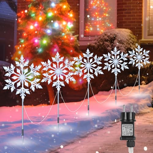 MaxEarn 5Stück So Groß 30CM Schneeflocke Lichterketten, 8Modi 150LED...