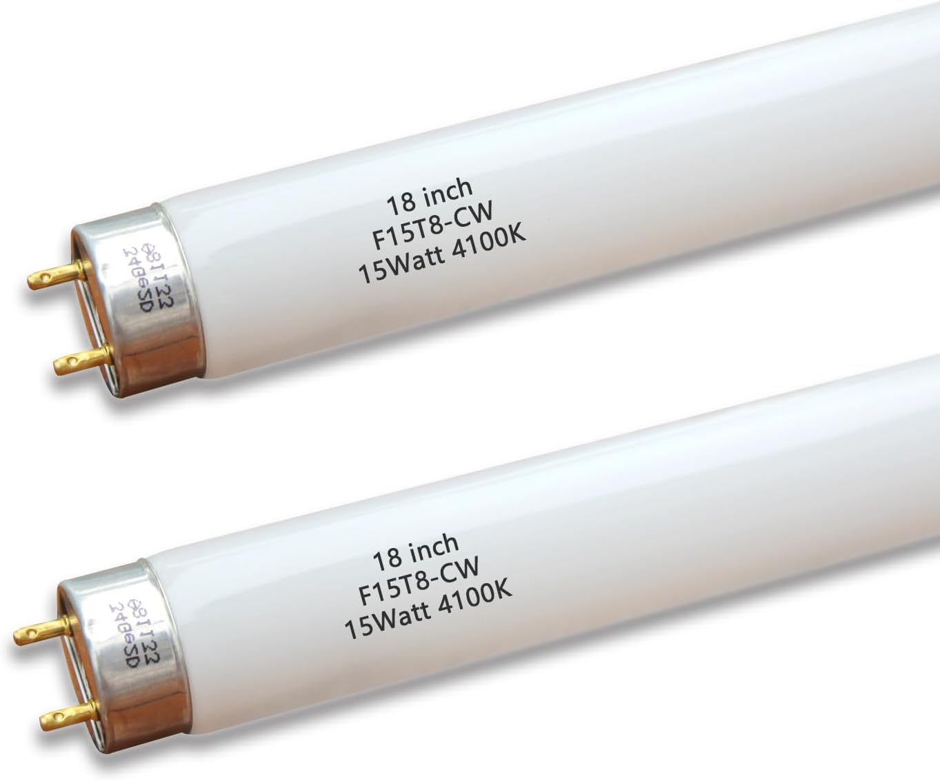 Flyercatch 18 INCH 2Pack F15W-T8-CW Cool White 15 Watt Fluorescent Bulb,18 inch F15T8/CW 4100K Linear Light,T8 Tube for Under Cabinet, Kitchen Sink RV (18'' MOL)