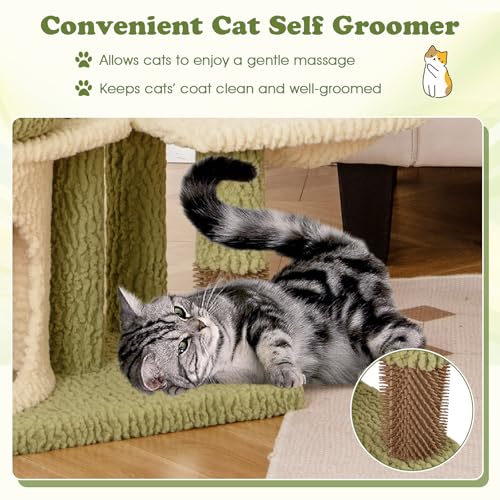Tangkula Torre para Gatos Verde Multi-Nivel con Rascadores y Hamaca miniatura 6
