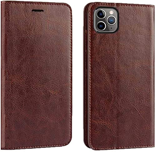Housse antichoc tout compris pour Apple iPhone 12 Pro Max en cuir marron avec béquille