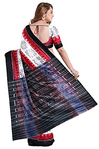 Image of Odisha Sambalpuri Handloom Ikat Women's Cotton Saree, Odisha Handloom Handmade Pure Cotton Khandua Saree, Ikkat Orissa Traditional Handloom Saree Without Blouse