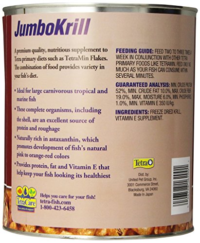 Tetra Jumbokrill Freeze-Dried Jumbo Shrimp 14 Ounces, Natural Shrimp Treat For Aquarium Fish, Red (16200) #TOP1