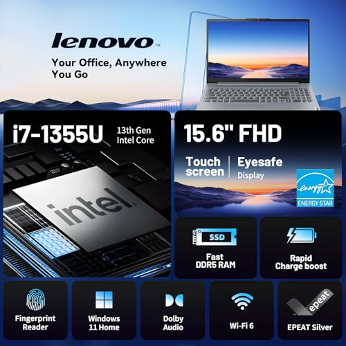 Lenovo IdeaPad Slim 3i Gen 8 Business Laptop, 15.6" FHD Touch Screen, Intel Core i7-1355U, 16GB LPDDR5, 1TB SSD, Windows 11 Home, Rapid Charge, Fingerprint, Full-Function USB-C, Arctic Grey - Image 3