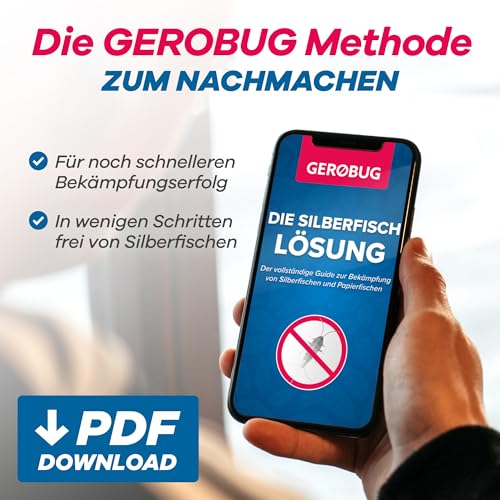 Gerobug Silberfischfalle 12 Stück mit giftfreiem Lockmittel in Allen Wohnräumen - Bonus-Guide zum Silberfische bekämpfen auch bei Spinnen- & Kakerlaken - Alternative zu Silberfisch Köderdose