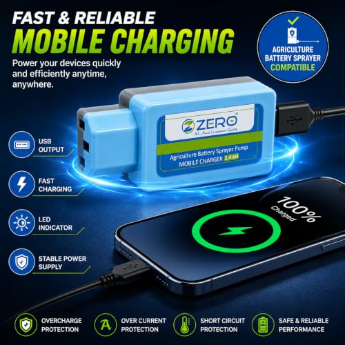 Image of Agriculture Battery Sprayer Pump Mobile Charger, Adapter for Fast Mobile Charging USB Port with LED Indicator - for Mobile Charge & Other Uses