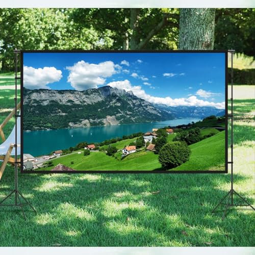 Pantalla de proyector portátil de 84 pulgadas, para exteriores, con soporte, relación 16:9, HD 4K, libre de arrugas, con bolsa de transporte, para cine en casa y fiesta en el patio miniatura 2