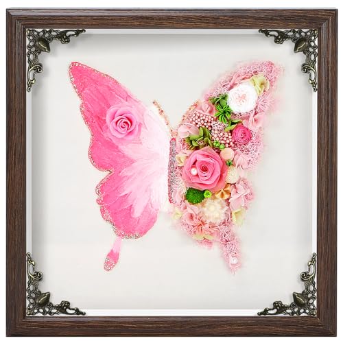 ZFMF Eternal Rose Butterfly Shadow Box Frame - Handmade Real