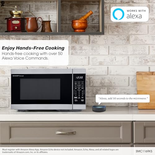 SHARP Countertop Microwave Oven Compatible with Alexa Orville Redenbacher's Certified with Removable 12.4" Carousel Turntable, 1000 Watt, 1.1 Cubic Feet, Stainless Steel by Sharp - Image 4