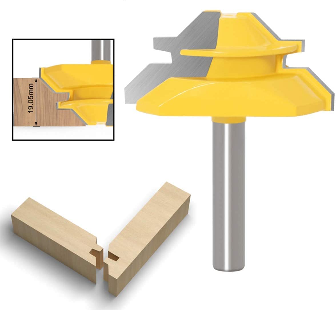 Router Bit Set [3 Pezzi], APLUS 8mm Fresa per Tagli a 45 Gradi + Frese per Linguette e Scanalature, Strumenti di Lavorazione del Legno per La Casa e Fai da te