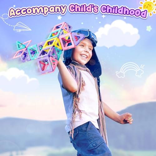 COOLJOYA Magnetische Bausteine, Magnetbausteine Spielzeug ab 2 Jahre, Magnetspiel Geschenk Mädchen ab 2 Jahre, Farbenfrohe Magnete Kinder Mädchen Junge ab 3 4 5 6 7 8 Jahre (2024)