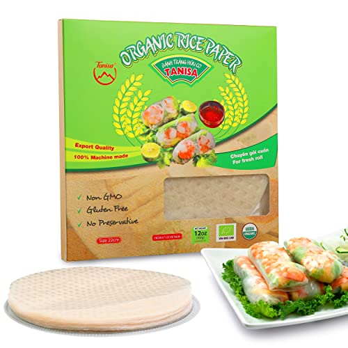 Tanisa Organic Spring Roll Rice Paper Wrapper For Fresh Roll (22Cm, Round, 12 Oz), Non Gmo, Gluten Free, Made In Vietnam, Banh Trang Goi Cuon #TOP14