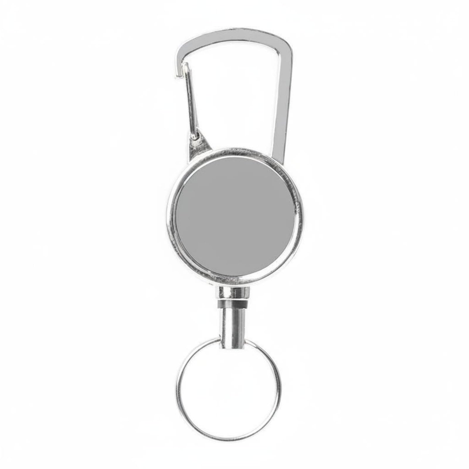 Laser Engraved Carabiner Reel Key Holder Sturdy Metal Retractable Key Loop, Silver | Key Chains Rings & Cases | Mens Accessories-image-23