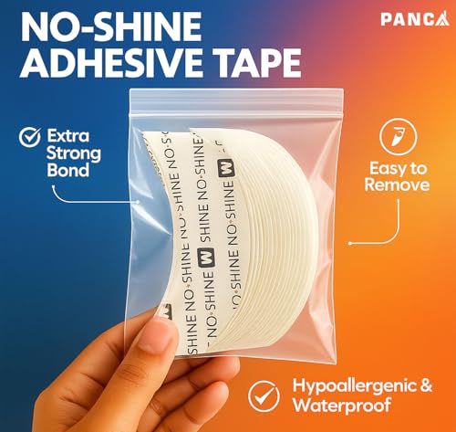 Image of PANCA No Shine Tape 36 Pcs for Hair Patch - For Men & Women - Strong Hold Up To 2-4 Weeks | Waterproof Double Sided Hair System Tape for Toupee, Wig & Hair Extensions | Skin Safe Adhesive Strips