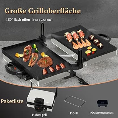 Kontaktgrill, Scheffler 2000W Optigrill,Multi grill, Lahmacun Makinasi, Grill, Toaster, Brotmaschine, Edelstahl Tischgrill mit Grill, Brotbackform, Antihaft-Beschichtung – Bild 8