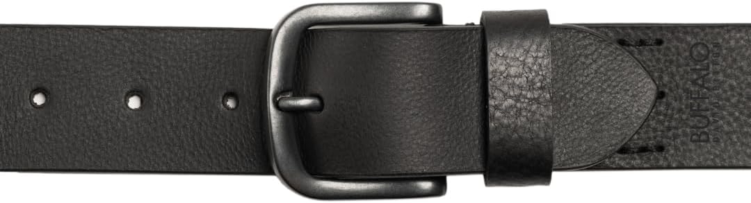 Buffalo David Bitton Men's Black Leather Belt | 100% Genuine Leather | Jean Belt