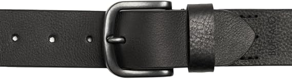 Buffalo David Bitton Men's Black Leather Belt | 100% Genuine Leather | Jean Belt