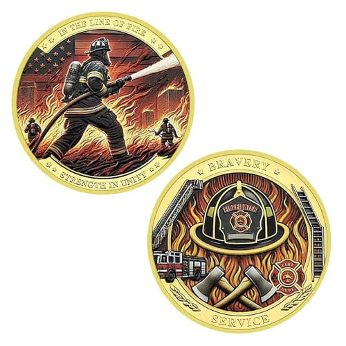 New Firefighter Challenge Coin Bravery Medal Coin Collection (Golden)