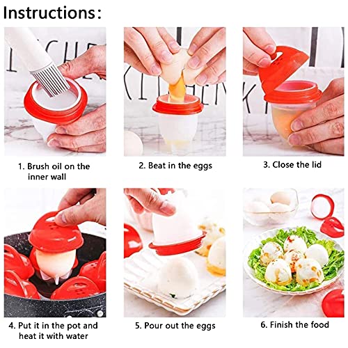 6pcs Eier Silikon Kocher Schale Eierkochern Ohne Schale Eier Schnelle Gadgets ZubehöR Eierkocher Maker Egg Schale Eggs Gekochte Eier KüChenhelfer Ei Wilderer Gekochte Eierform Ist Sicher Und Gesund – Bild 6