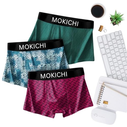 Image of Men's Microfiber Printed Boxer Briefs for Men | Ultra Soft Breathable Stretch Trunks | Moisture Wicking Comfort Fit Innerwear | Elastic Waistband | Assorted Prints | Pack of 3