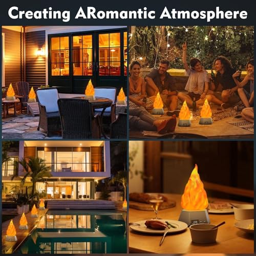 Image of LIDORE Rechargeable Bluetooth Speaker Flame Night Light, 3 Modes, Indoor Ambiance Lamp, Outdoor Camping Decor Torch Light (2 Pack)