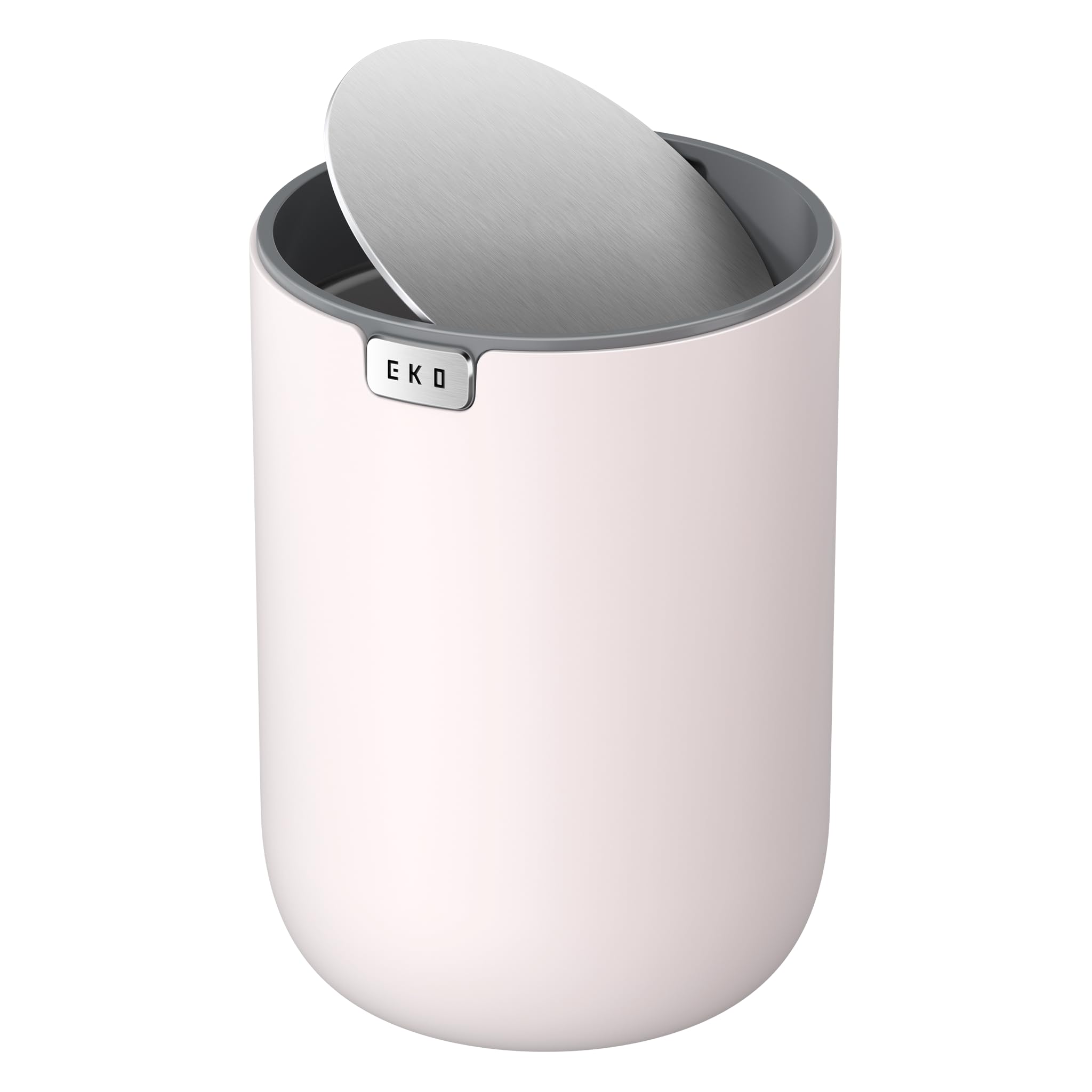 EKO Fandy 2.2L Mini Trash Can with Lid Folding Desktop Trash Can for Bathroom Countertop Vanity Desk Office Small Trash Can (Pink)