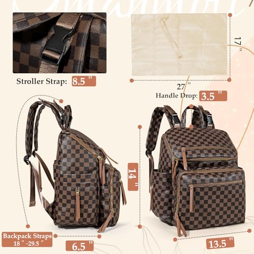 Omanmoli Checkered Diaper Bag Backpack