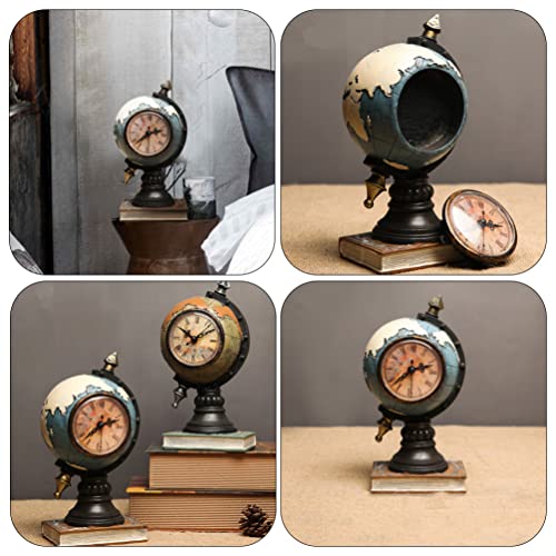 DECHOUS Relógio de mesa vintage design globo mundial relógios de mesa retrô antigo relógio de mesa o