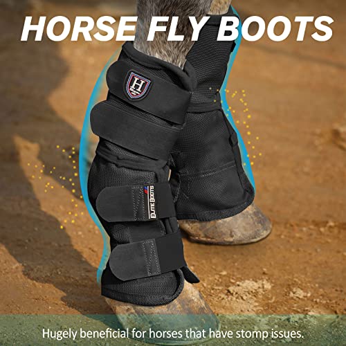 Harrison Howard Horse Fly Boots Perfect Contoured Fit Leg Guards Dense Mesh Boots With Ventilated Comfort Reliable Protection From Summer Elements Set Of 2 Classic Black Large thumb #4
