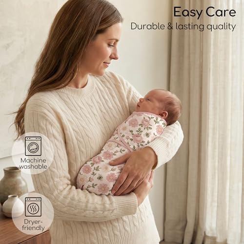 Image of Cotton Swaddles for Newborn, Baby Newborn Swaddle 0-3 Month | 2-Pack Soft Adjustable Newborn Swaddle Sleep Sack, Baby Girls & Boys,Wrap Nursery Infant Swaddling Blankets Bloom Floral