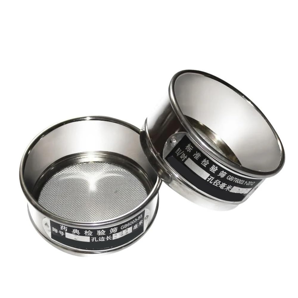 Sita testowe ze stali nierdzewnej, Zestaw 2 sit laboratoryjnych do testów Chromowana ramka 10,5 cm ID H 10-500 Mesh Dolna pokrywa(Bottom and cover)
