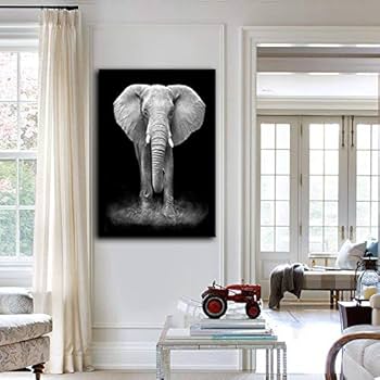 Amazon.co.jp: ブラックとホワイト 象 ウォールアート モダンアニマル