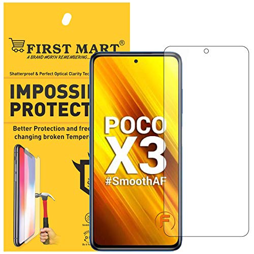 FIRST MART – A BRAND WORTH REMEMBERING Tempered Glass Screen Protector for Poco X3 / Poco M2 Pro/Mi 10i 5G – Crystal Clear Full Screen Coverage – Except edges