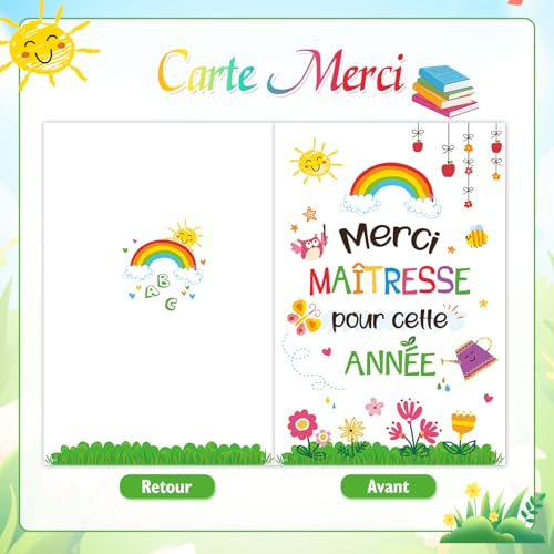 DPKOW Idee Cadeau Maitresse École Fin d'Année, Plaque Acrylique Cadeau Merci Maîtresse Carte avec Enveloppe pour Maternelle Remerciement Cadeaux Institutrice Enseignante, Merci pour Cette Année – vue 4