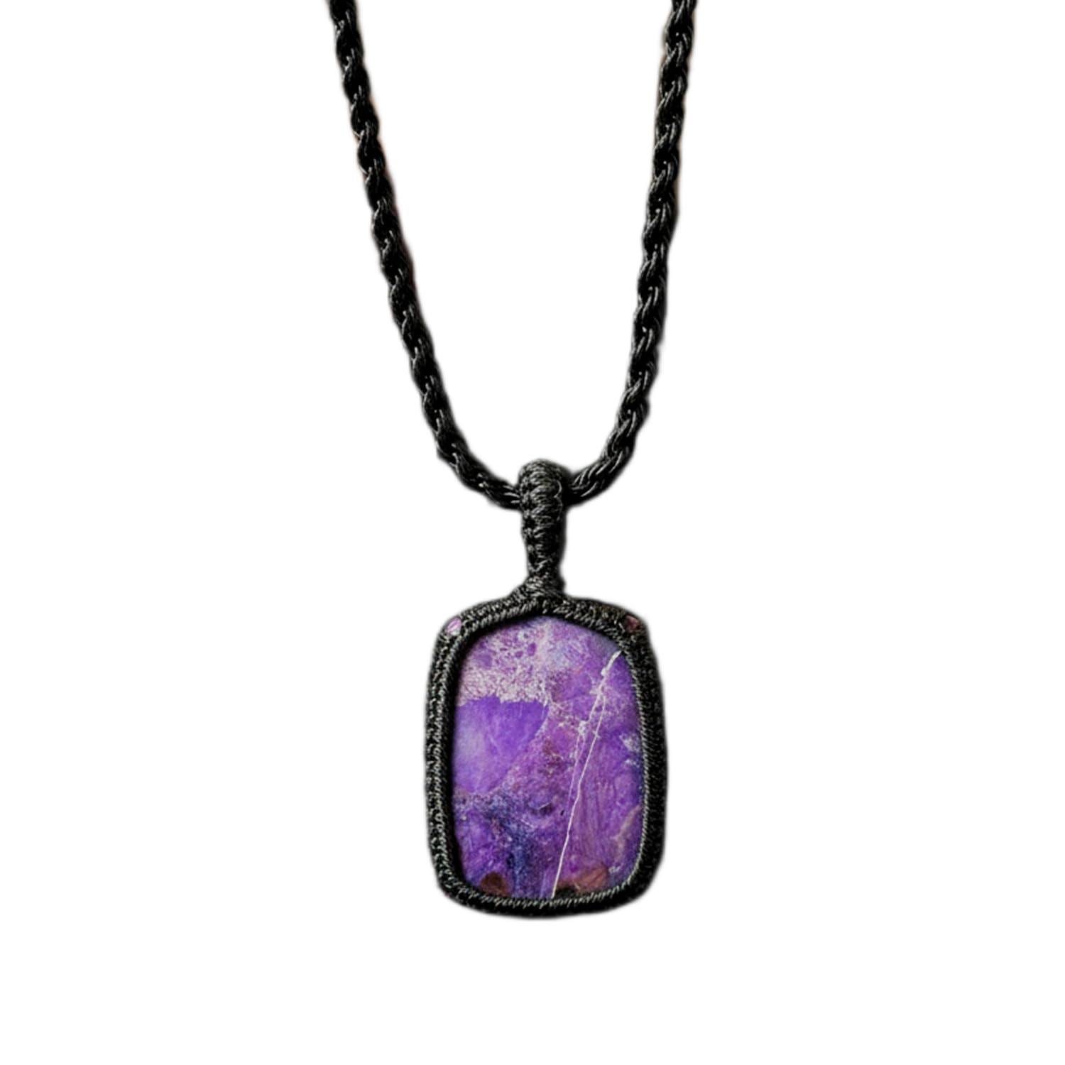 Pendentif en sugilite rectangulaire en cuir pour vos séances de méditation - 8