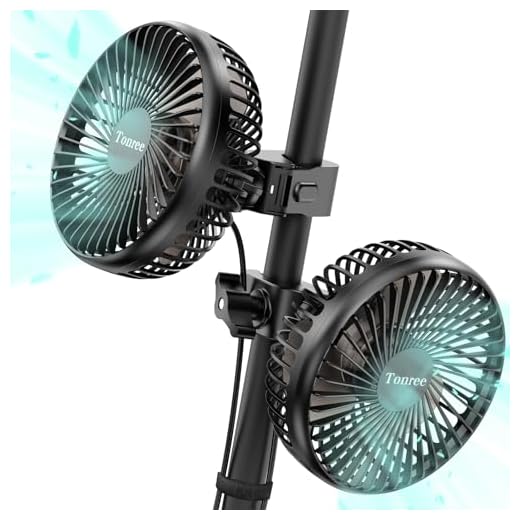 Tonree Grow Tent Fan 2 Pack, 5.5" Greenhouse Clip Fan with Brushless Motor and Non-slip Clamp, Strong Airflow and Low Noise, 360° Tilt, Easy Mount for Plant Hydroponics Circulation Cooling Ventilation
