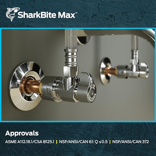 SharkBite Max 1/2 x 3/8 Inch Compression Angle Stop Valve, Quarter Turn, Push to Connect Brass Plumbing Fitting, PEX Pipe, Copper, CPVC, PE-RT, HDPE, UR23036 by SharkBite - Image 6