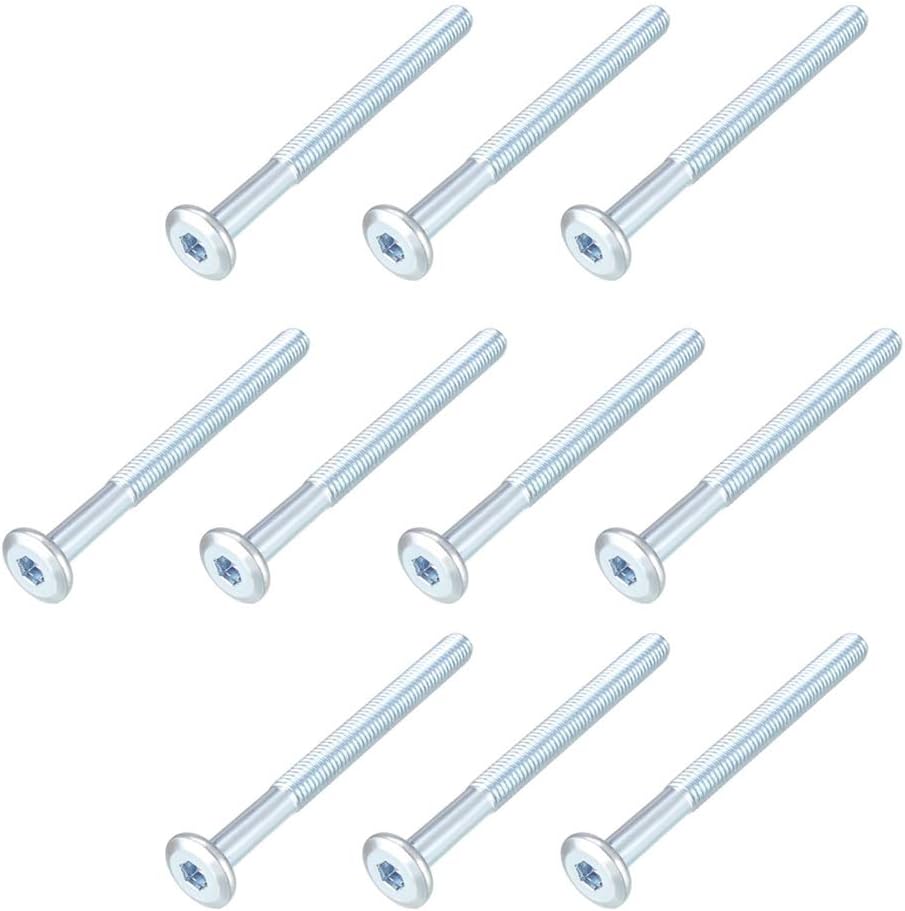 sourcing map M6x70mm Furniture Screw Hex Socket Cap Machine Screws Zinc Plated Fasteners Bolts Half Thread Carbon Steel 10Pcs