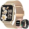 Reloj Inteligente Mujer Hombre Smartwatch con Llamadas: Oro Bluetooth Impermeable Smart Watch Deportivo Pulsera Pulsómetro Monitor de Sueño Digital Actividad Fitness Tracker para iPhone Android