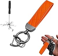 Vista 10 de Llavero de llaves de coche, llavero de cuero, llavero de coche decorativo universal, anillo en D antipérdida, llavero giratorio de 360 grados, Azul