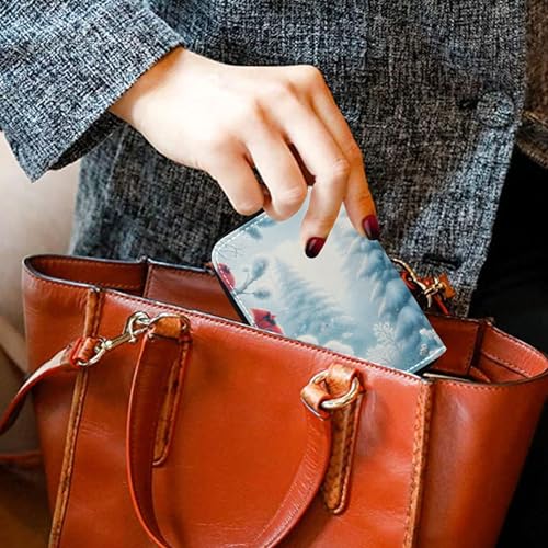 Minimalist Women's Wallet Zip Around RFID Blocking Credit Card Holders Winter Red Birds Snow Coin Purse Wallet with Zipper 6