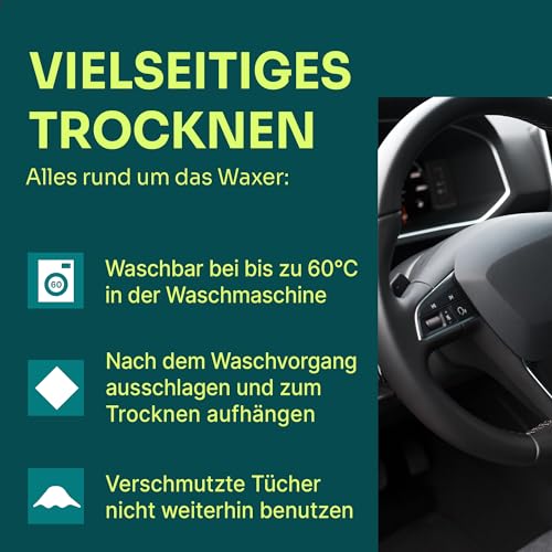 Liquid Elements – Auto Mikrofasertuch Waxer Allround 600 GSM 40x40 cm – Autopflege Allrounder perfekt als Poliertuch, Trockentuch & Putztuch – fusselfrei & oberflächenschonend (5 Stück)